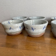 陶器　湯呑み　とんぼ柄　6個セットの画像