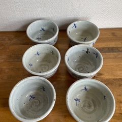 陶器　湯呑み　とんぼ柄　6個セットの画像