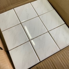 レトロタイル ホワイトにマーブル模様9枚1セット
