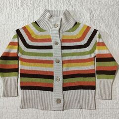 120cm GAPkids ダンガリーシャツ＆カラフルボーダー柄カーディガンセットの画像