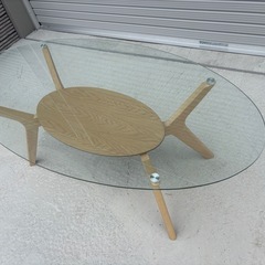 幅120cm　木製ガラステーブル の画像