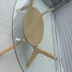 幅120cm　木製ガラステーブル の画像