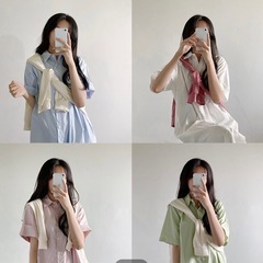 ロングシャツワンピ　ピンク