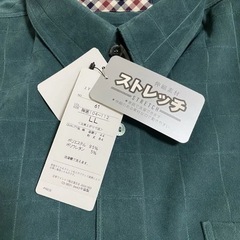 【新品】メンズ長袖シャツ　ストレッチ伸縮素材　LL の画像