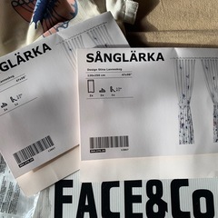 ★極上 モデルルーム使用品 IKEA カーテン SANGLAKA レール紐留めマルチ 2間分( 4枚) フルサイズのまま の画像