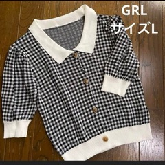 グレイル　襟付きチェック柄ショート丈カーディガン[kz47]
の画像