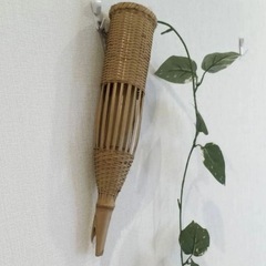 お茶道具 竹細工 吊るし花瓶  中も竹