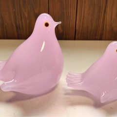 MULTI GLASS  鳥　置物　2個セットの画像