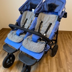 双子用ベビーカー エアバギー ココダブル 青 