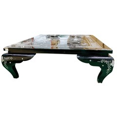  【大田区倉庫引取限定！】 座卓 ローテーブル 黒 蝶鈿細工 漆芸漆器 家具　和室 机現金OK・値下げ相談可！の画像