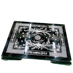 【大田区倉庫引取限定！】 座卓 ローテーブル 黒 蝶鈿細工 漆芸漆器 家具　和室 机現金OK・値下げ相談可！の画像
