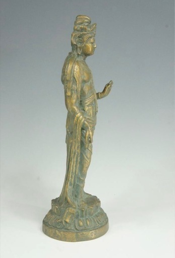 北村西望造 聖観音菩薩像 仏教美術 銅製 銅器SX236 (K) 神明の
