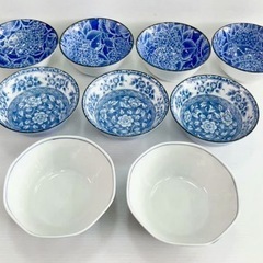 直接引き取り5%OFF　和食器 まとめて9枚セット 陶器 染付 ...