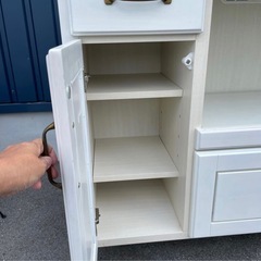 キッチンボード 食器棚 レンジボード レンジ台 木製 ホワイトの画像