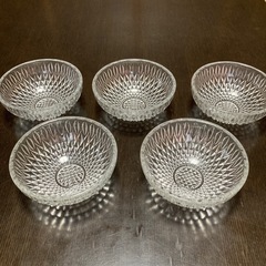 【昭和レトロ】クリスタルガラスの小鉢×5客　直径13cm 透明　...