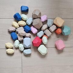 モンテッソーリ 木製 スタッキングストーン 積み石 ウッドブロック