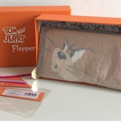 M【未使用品】フラッパーコラボ flapper×トムとジェリー 長財布 ブラウン ラウンドファスナー フェイクレザーの画像