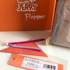 M【未使用品】フラッパーコラボ flapper×トムとジェリー 長財布 ブラウン ラウンドファスナー フェイクレザーの画像