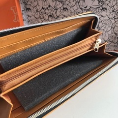 M【未使用品】フラッパーコラボ flapper×トムとジェリー 長財布 ブラウン ラウンドファスナー フェイクレザーの画像