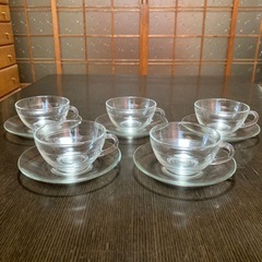 DURALEX デュラレックス　耐熱ガラス　カップ&ソーサー×5...