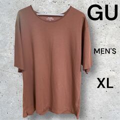 GU ドライポンチ クルーネックTシャツ XL ブラウン系 メンズ