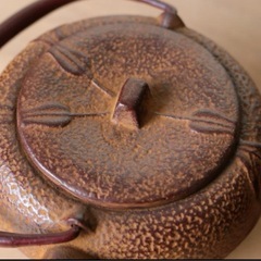 葉文様 鉄瓶 茶道具 急須 茶こし付きの画像