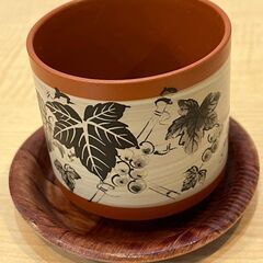 葡萄柄の湯のみと茶托　10客セット　計20個の画像
