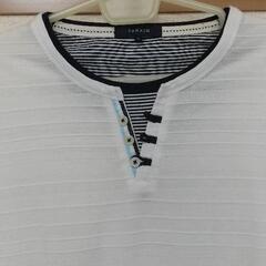 TAKA-Q メンズ 長袖Tシャツ ロンT ボーダー柄 Lサイズの画像