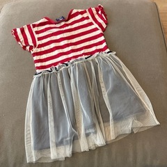チャンピオン　白赤ストライプワンピース　110cmの画像