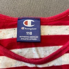 チャンピオン　白赤ストライプワンピース　110cmの画像