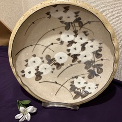 新品　瀬戸焼　志野菊　菓子器　径26㎝