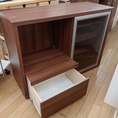 値下げしました!!★ジモティ割あり★  レンジ台 ブラウン H85×D44×W118 クリーニング済み TK5457の画像