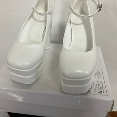 ブライダル ウェディング シューズ 24.5 11.5cmヒール ストラップ付の画像