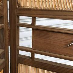 簾屏風 パーテーション 衝立 昭和レトロ A14 すだれ屏風の画像