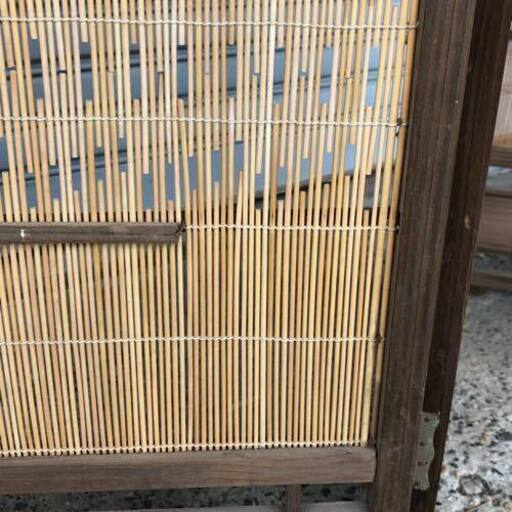 簾屏風 パーテーション 衝立 昭和レトロ A14 すだれ屏風
