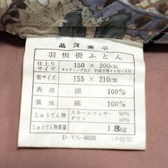 羽根掛布団２枚（スモールフェザー×ダウン）の画像