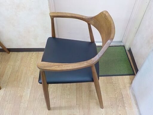 ダイニングチェア ② 無垢材 2脚セット 北欧 モダン ダークブラウン×ブラック オーク色 西岡店