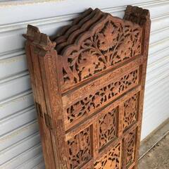 アジアン 木製 屏風 パーテーション 透かし彫り インテリア 木彫り A15の画像