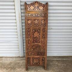アジアン 木製 屏風 パーテーション 透かし彫り インテリア 木彫り A15の画像