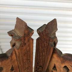 アジアン 木製 屏風 パーテーション 透かし彫り インテリア 木彫り A15の画像