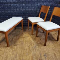 【アウトレット品】ダイニングチェア２脚 ダイニングベンチ１脚 ３...