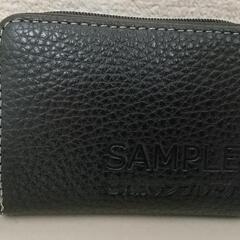 サンプル品 ブラック レザーウォレット ジップコインケース 小銭入れ