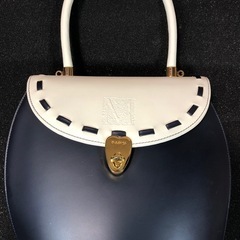 madras ハンドバック　ネイビー　ホワイト