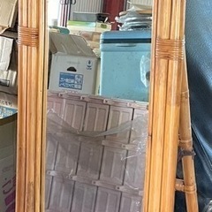 ミラー 姿見 籐 ラタン レトロ