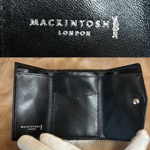 美品日本製マッキントッシュロンドン三つ折り財布メンズレディース折りたたみミニ財布