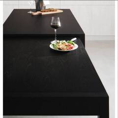 【訳アリ・アウトレット品】コロコロ伸ばせる伸縮スライド式ダイニングテーブル 135-235㎝ ブラックの画像