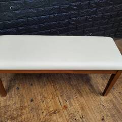 【アウトレット品】お洒落な ダイニングベンチ ブラウン×ホワイトの画像