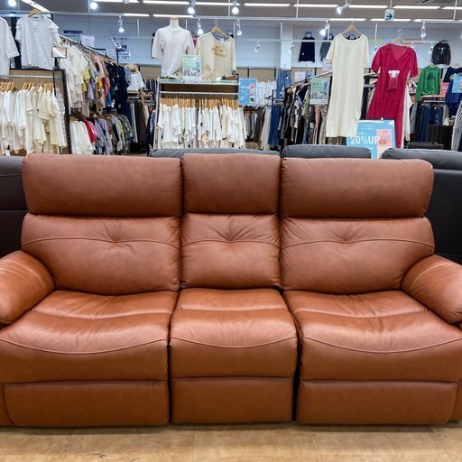 3人掛け　電動リクライニングソファー　ブラウン