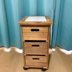【北欧風☆木製3段収納箱☆キャスター付き】の画像