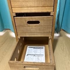 【北欧風☆木製3段収納箱☆キャスター付き】の画像